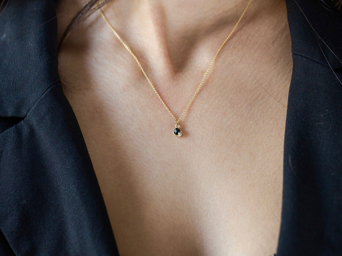 Black Diamond Dot Necklace