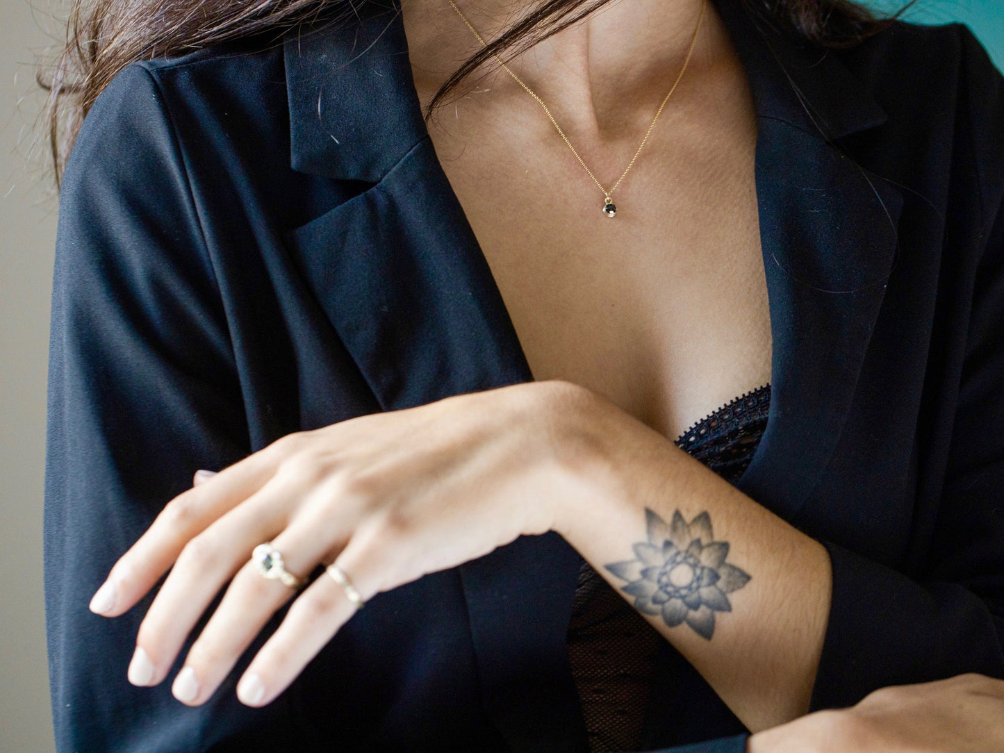 Black Diamond Dot Necklace