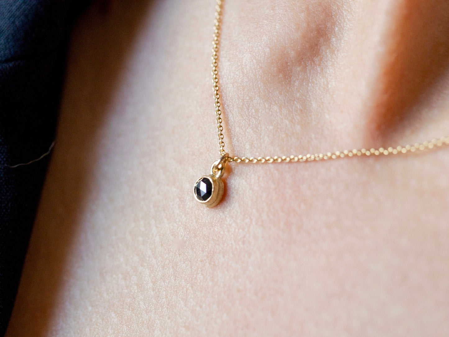 Black Diamond Dot Necklace