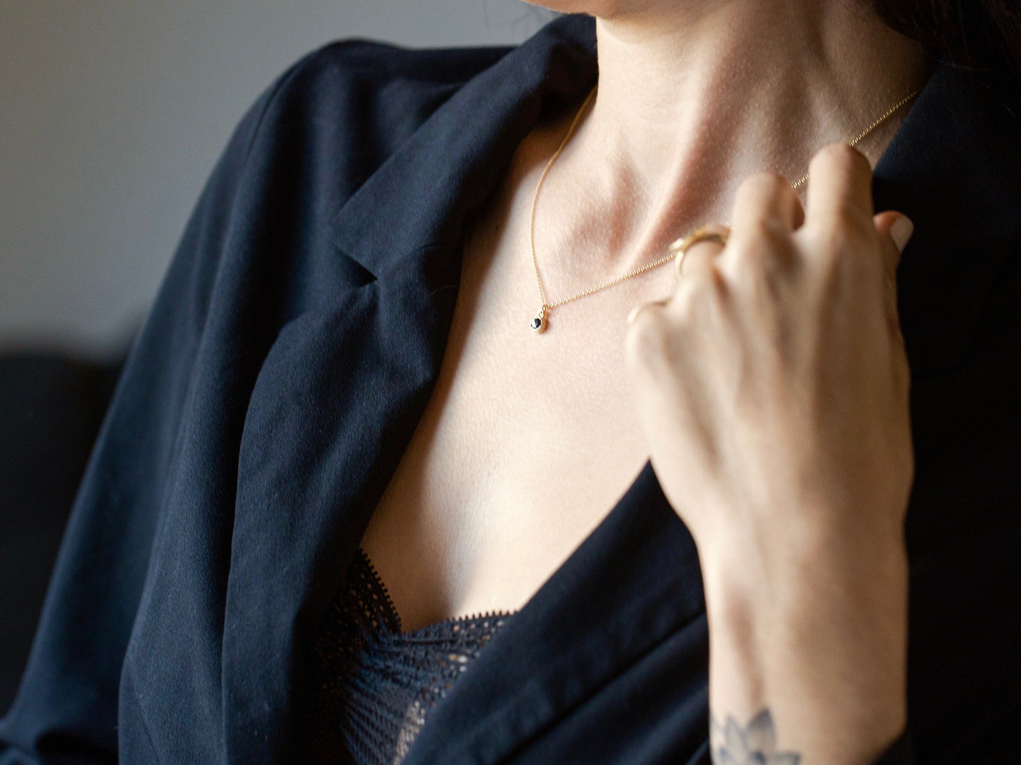 Black Diamond Dot Necklace