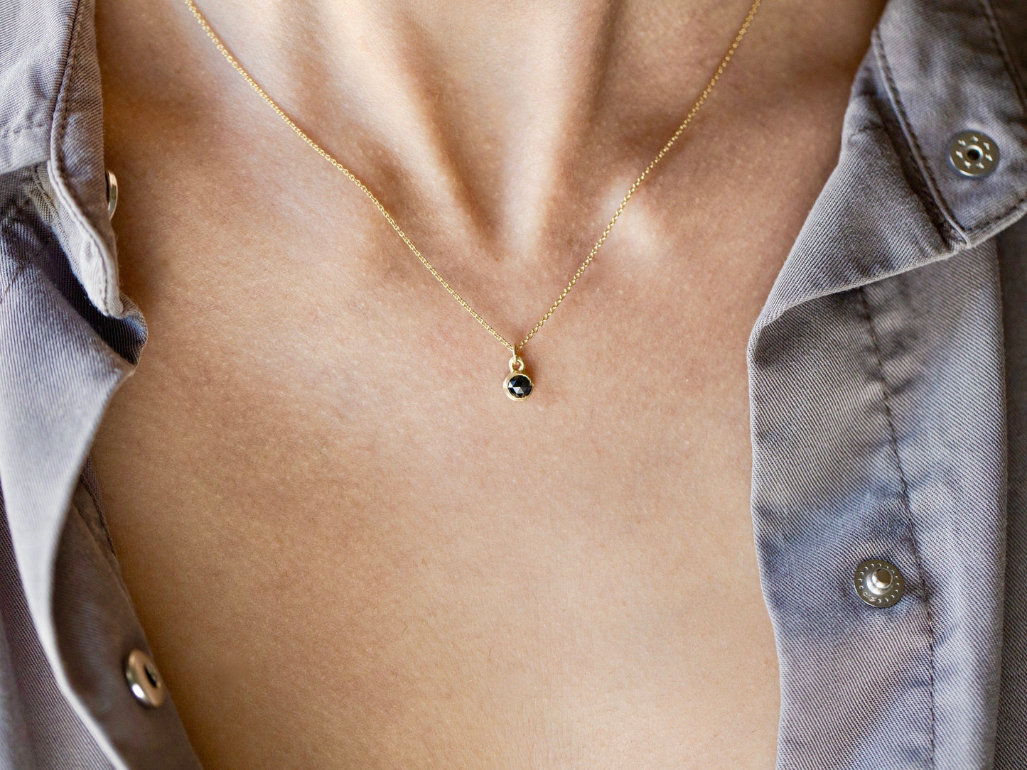 Black Diamond Dot Necklace