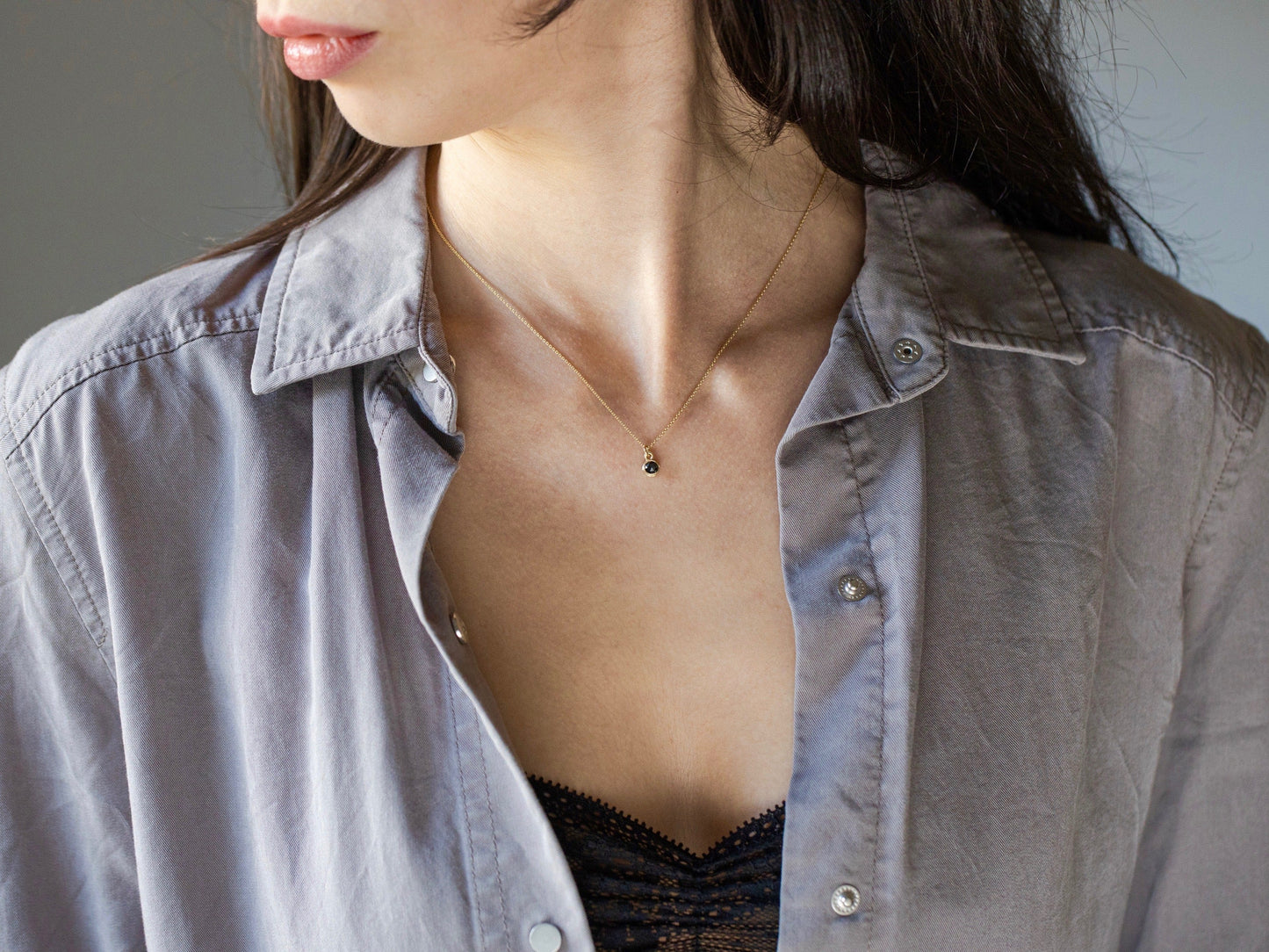 Black Diamond Dot Necklace