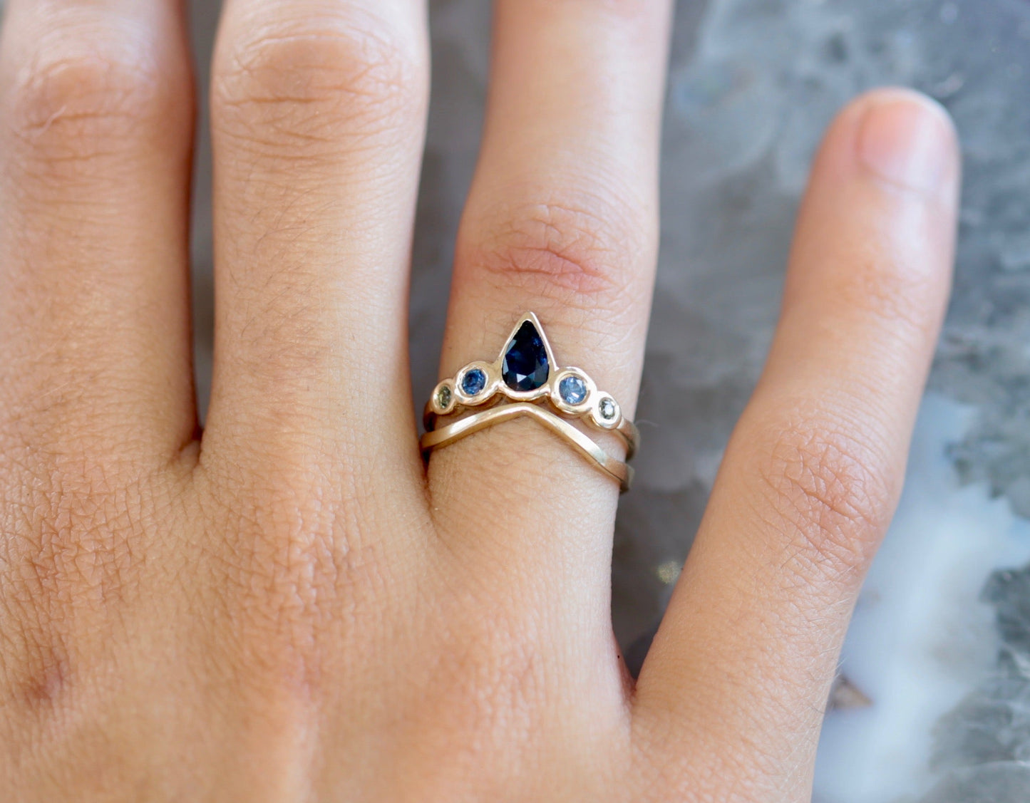 Sapphire Crown Ring