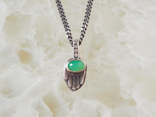 Hamsa Necklace With Jade and Diamonds