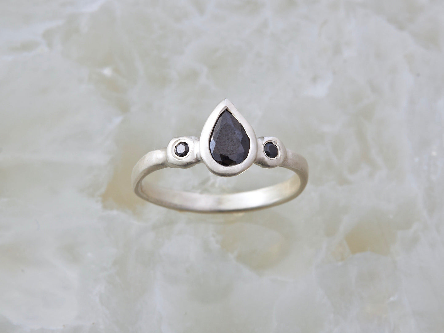 Black Diamond Teardrop Ring