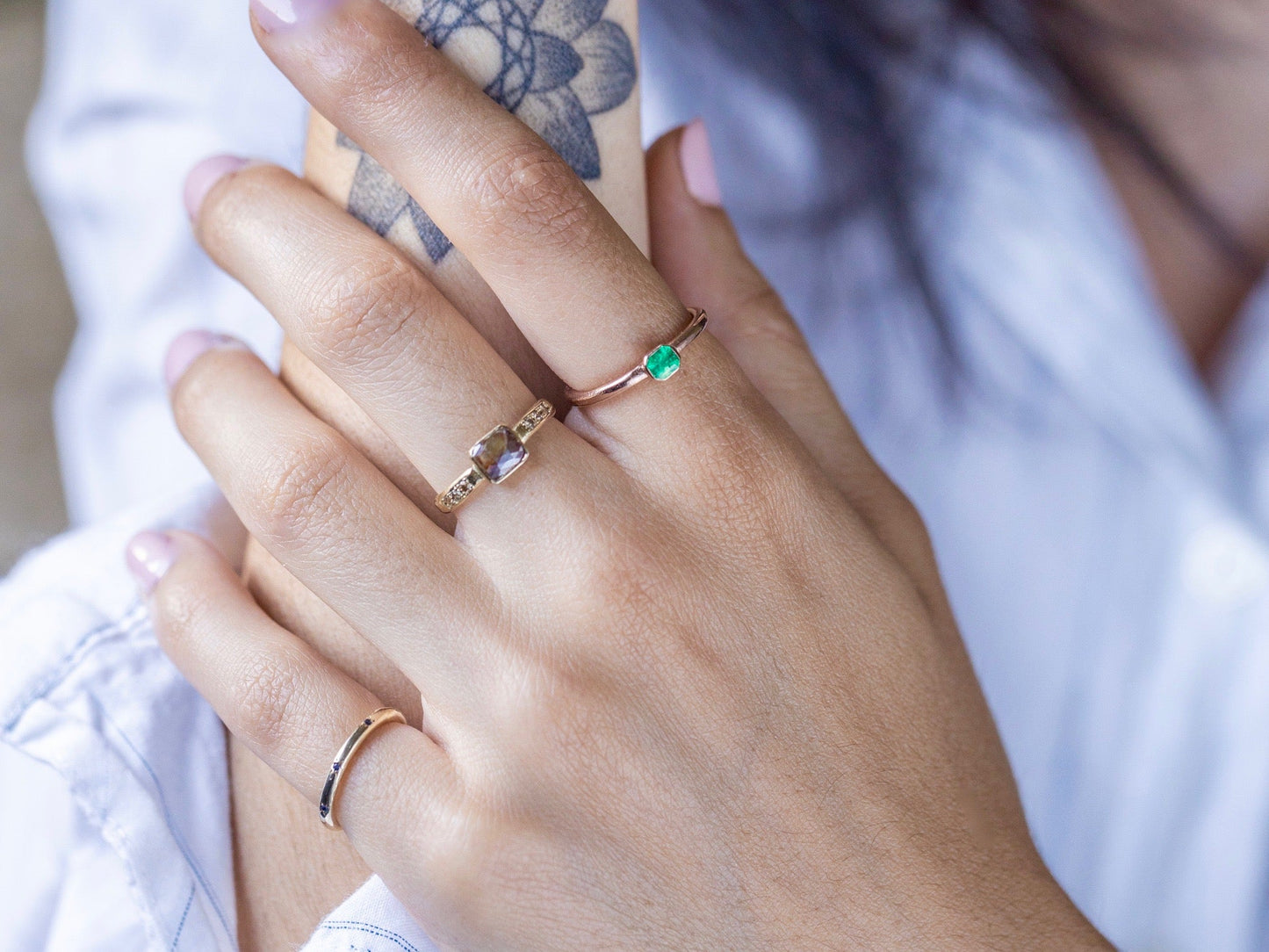 Rose Gold Emerald Ring