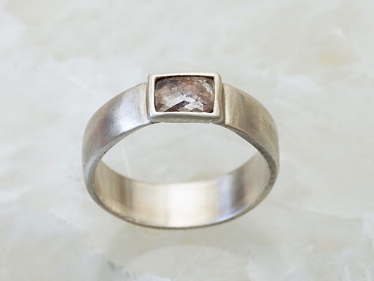 Silver Ring With Brown Diamond